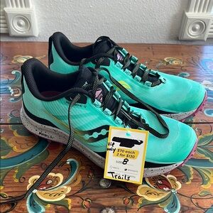 Saucony Women's Trail Running Shoes - Teal and Black